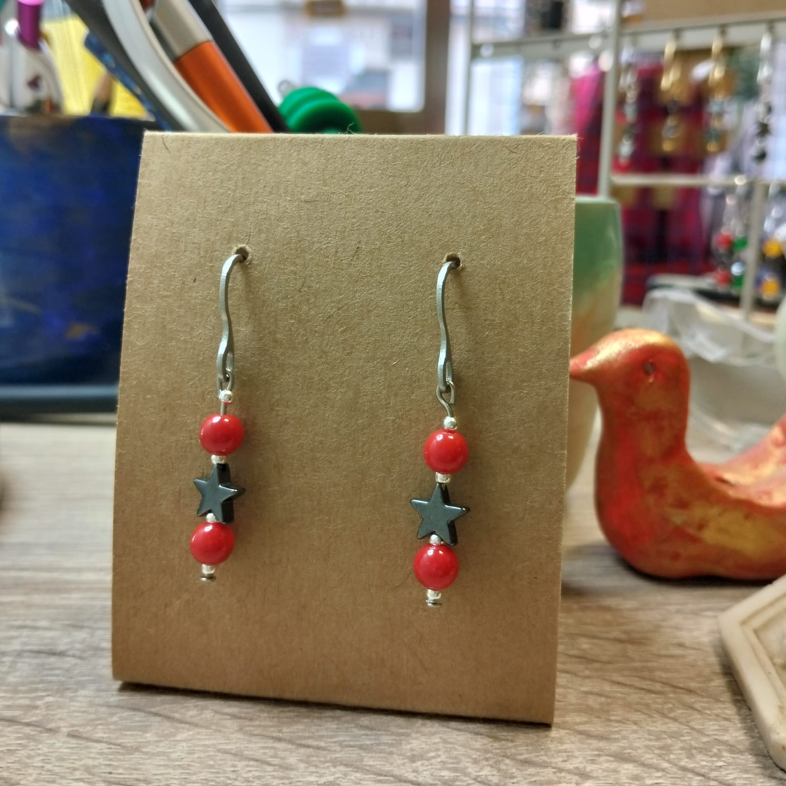 PENDIENTES HEMATITA-ESTRELLAS