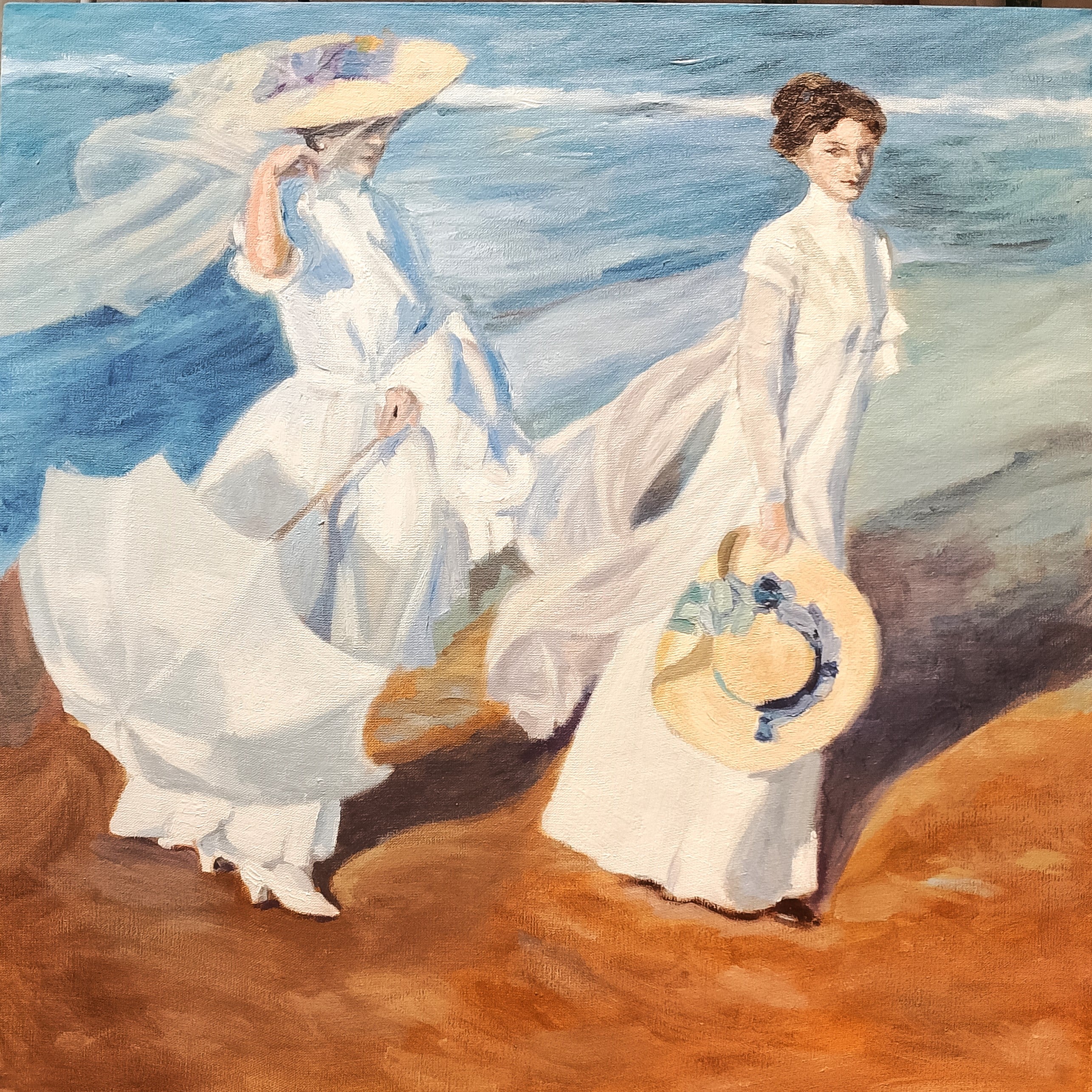 Cuadro copia de Paseo a la orilla del mar (1909) Joaquín Sorolla
